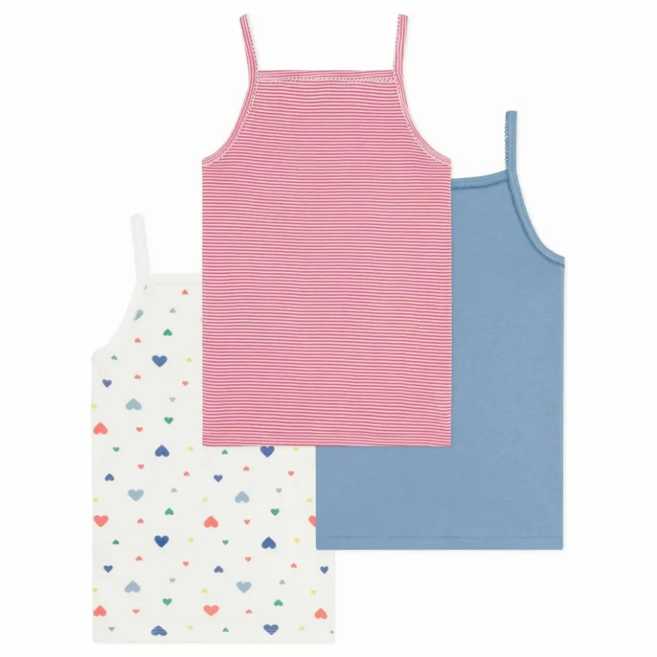 Hot Lot 3 Débardeurs Cœurs Coton Bio | Enfant Blouses, T-Shirts