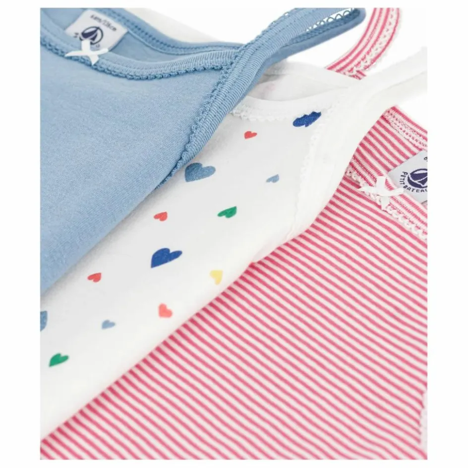 Hot Lot 3 Débardeurs Cœurs Coton Bio | Enfant Blouses, T-Shirts