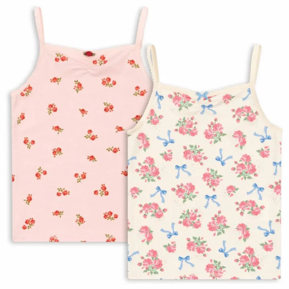 Enfant Konges Sløjd Blouses, T-Shirts|Blouses, T-Shirts*Lot 2 Débardeurs Fleuris Coton Bio |