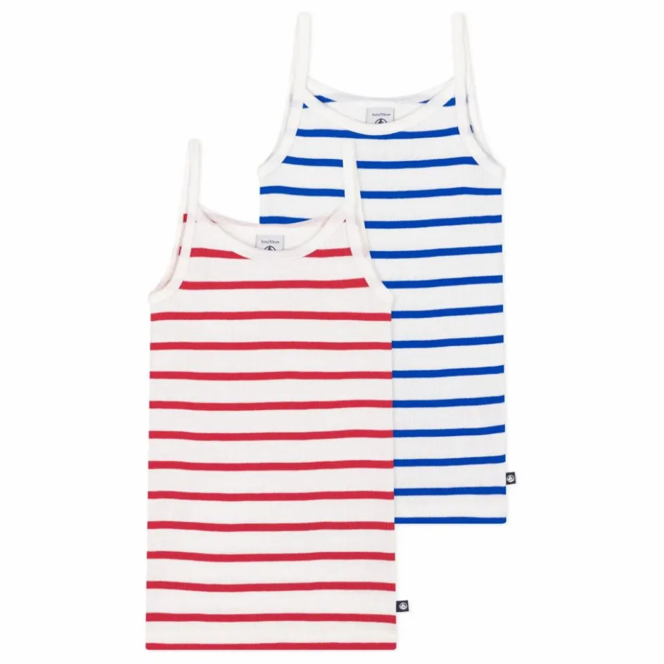 Petit Bateau Lot 2 Débardeurs Marinière Coton Bio ||Enfant Blouses, T-Shirts