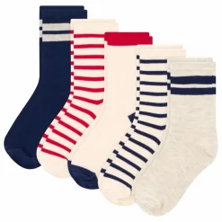 Petit Bateau Lot 5 Paires de Chaussettes Rayées ||Enfant Nuit, Sous-Vêtements