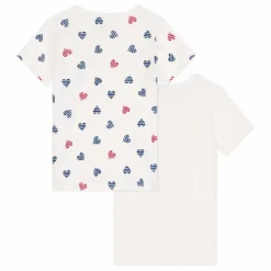 Clearance Petit Bateau Lot 2 T-Shirts Cœur Rayé Coton Bio | Blanc