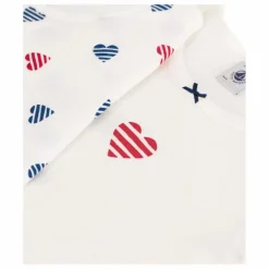Clearance Petit Bateau Lot 2 T-Shirts Cœur Rayé Coton Bio | Blanc