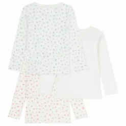 Hot Petit Bateau Lot 3 T-shirts Cœurs Coton Bio | Blanc