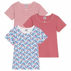 Petit Bateau Lot 3 T-Shirts Minibloom Coton Bio ||Enfant Blouses, T-Shirts