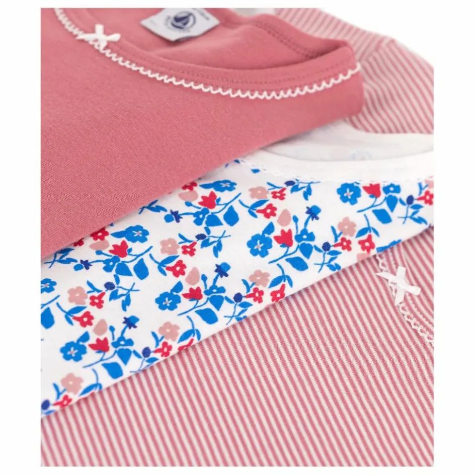 Petit Bateau Lot 3 T-Shirts Minibloom Coton Bio ||Enfant Blouses, T-Shirts