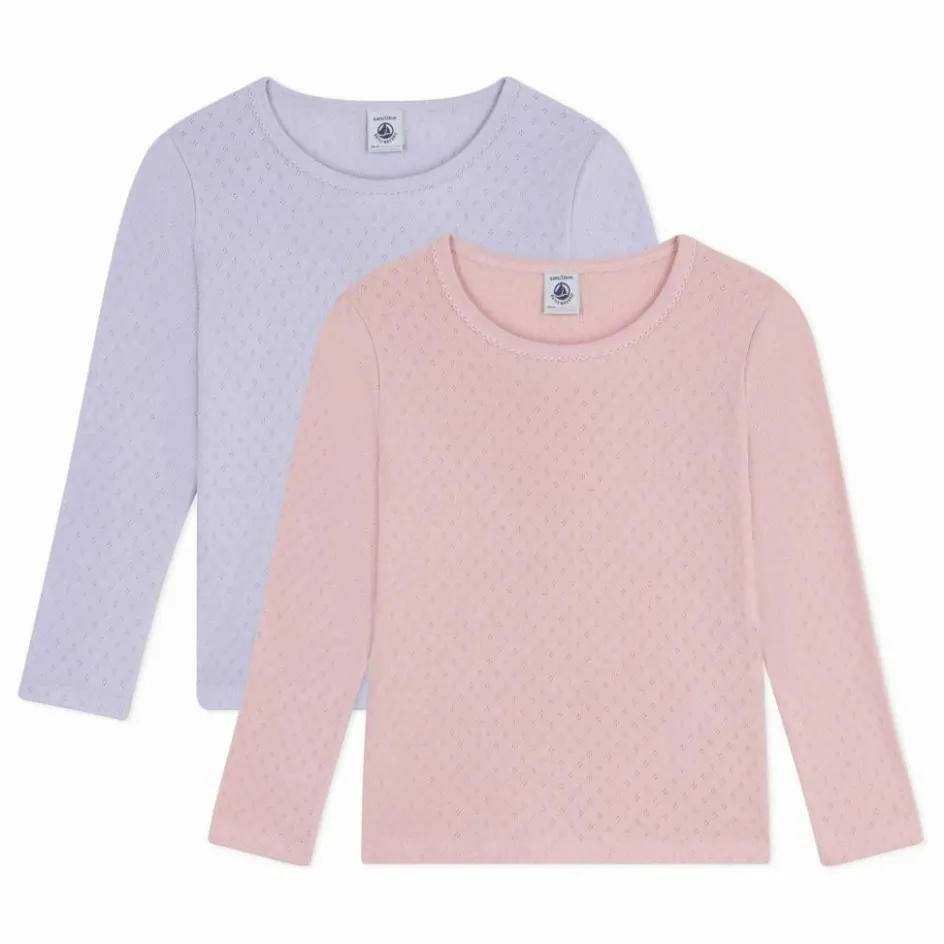 Petit Bateau Lot 2 T-shirts Pointelle Coton Bio ||Enfant Blouses, T-Shirts