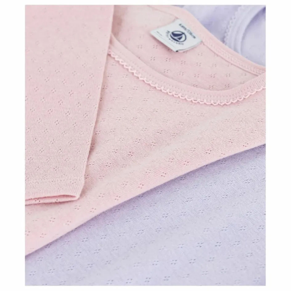 Petit Bateau Lot 2 T-shirts Pointelle Coton Bio ||Enfant Blouses, T-Shirts