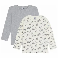 Hot Petit Bateau Lot 2 T-shirts Zèbres | Ecru
