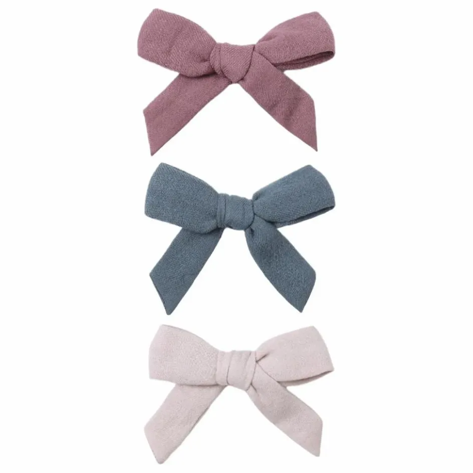 Sale Lot de 3 Barrettes Nœuds Gaze de Coton Bio | Lilas Accessoires