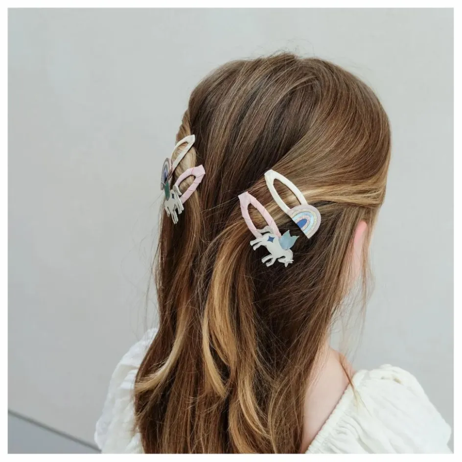 New Lot de 4 Barrettes Unicorn | Enfant Accessoires De Mode