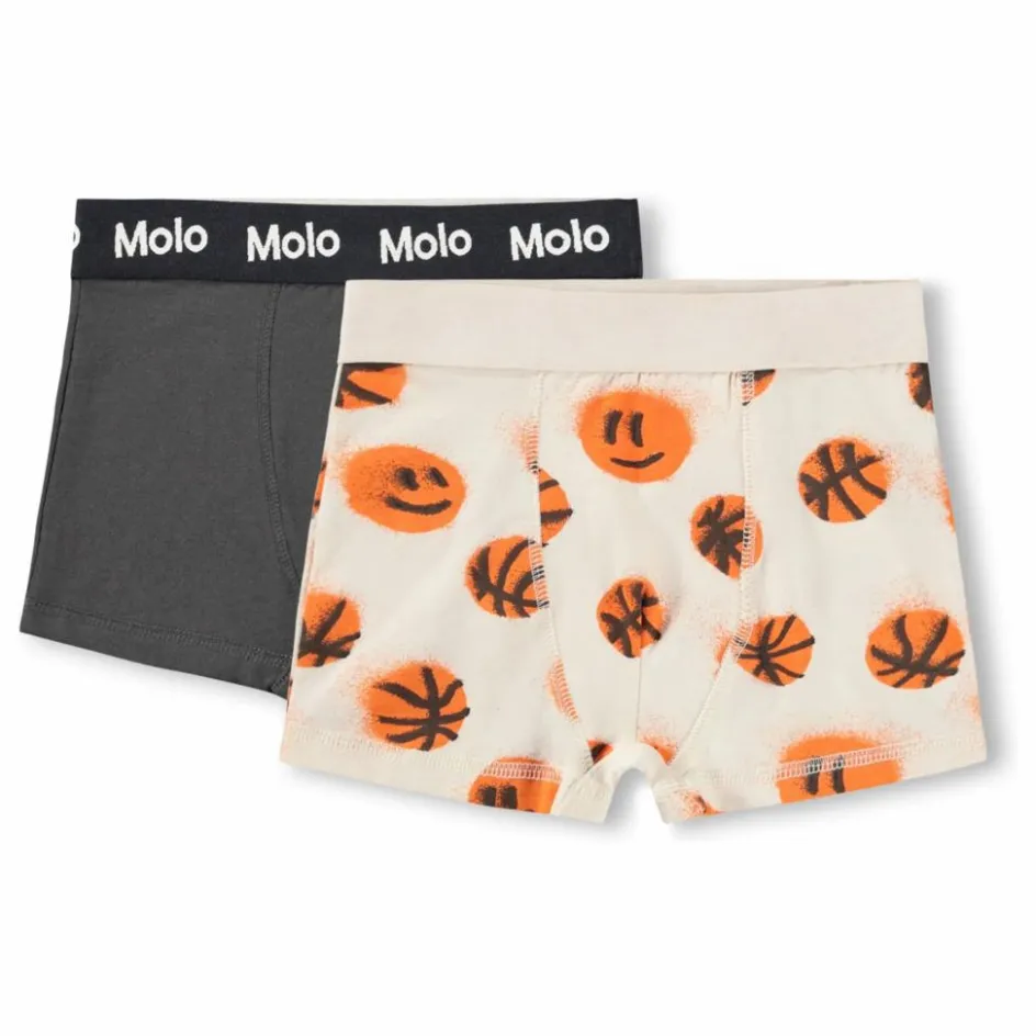 Outlet Molo Lot de 2 Caleçons Justin Basketball Coton Bio | Ecru