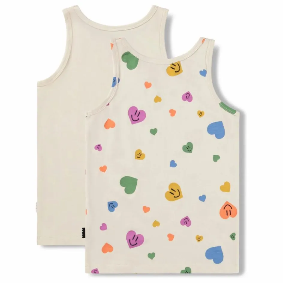 Sale Molo Lot de 2 Débardeurs Jeanie Cœurs Coton Bio | Ecru