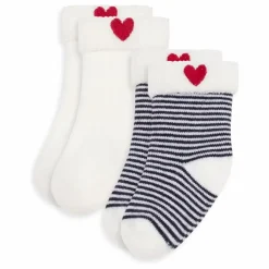 Best Petit Bateau Lot de 2 Paires de Chaussettes Rayées | Blanc