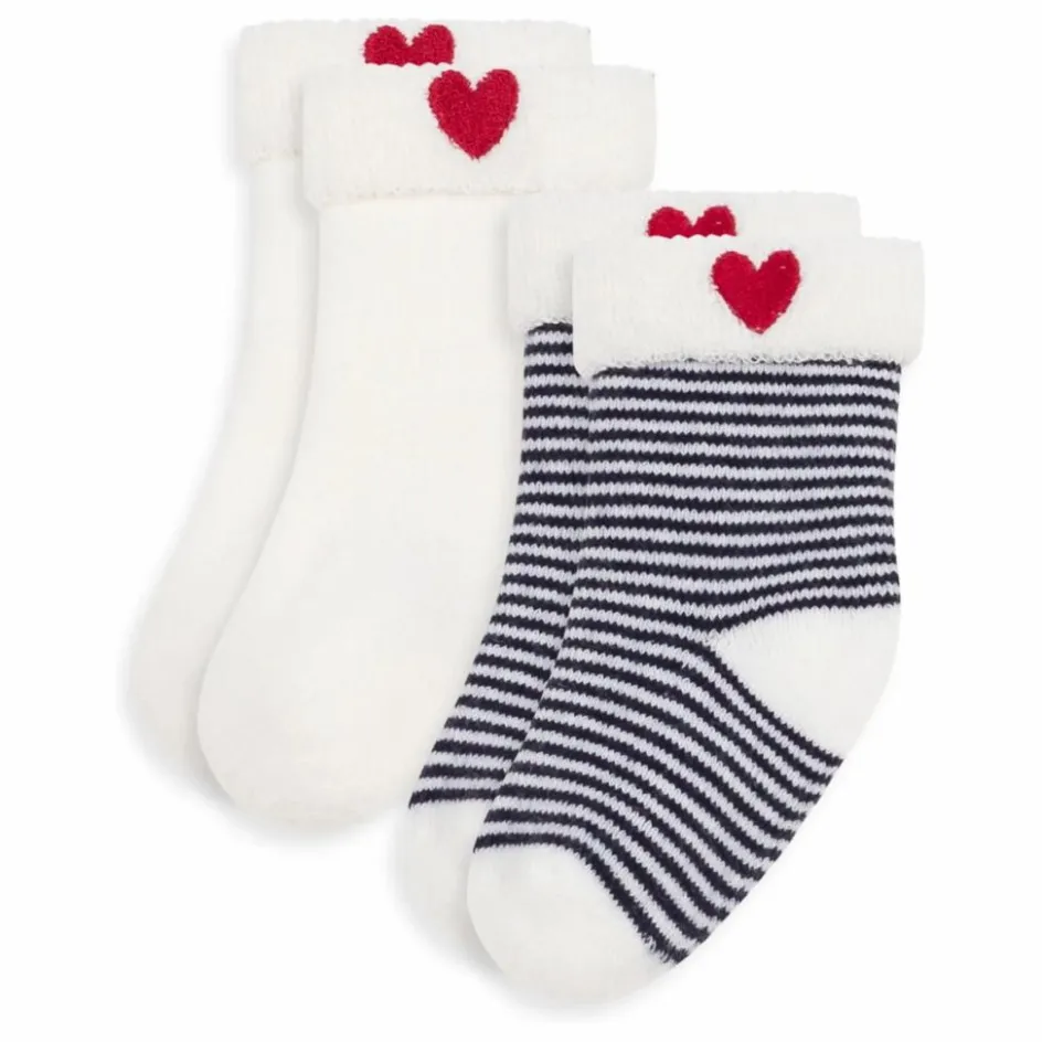 Best Petit Bateau Lot de 2 Paires de Chaussettes Rayées | Blanc