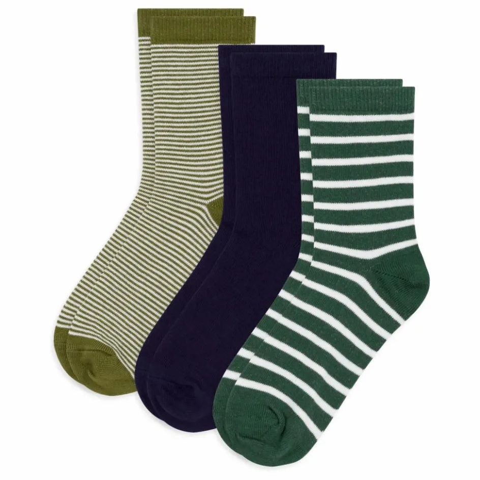 Sale Petit Bateau Lot de 3 Paires de Chaussettes Rayées | Vert