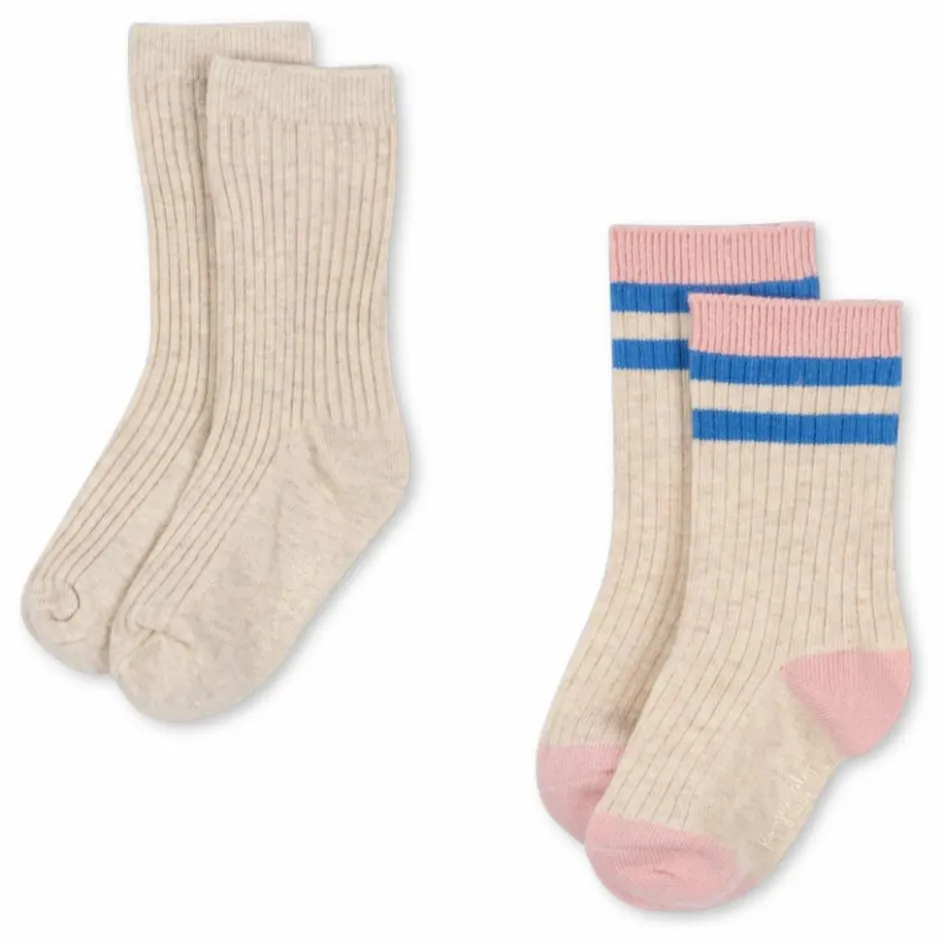 Discount Konges Sløjd Lot de 2 Paires de Chaussettes Rayées | Beige