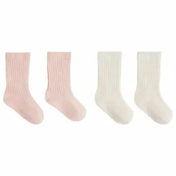 Online Quincy Mae Lot de 2 Paires de Chaussettes Côtelées Coton Bio | Rose