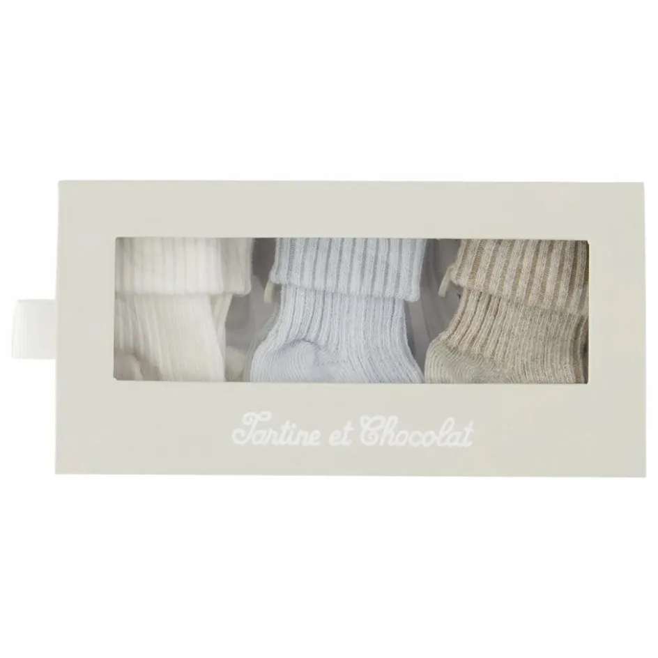 Tartine et Chocolat Lot de 3 Paires de Chaussettes | Bleu Clair