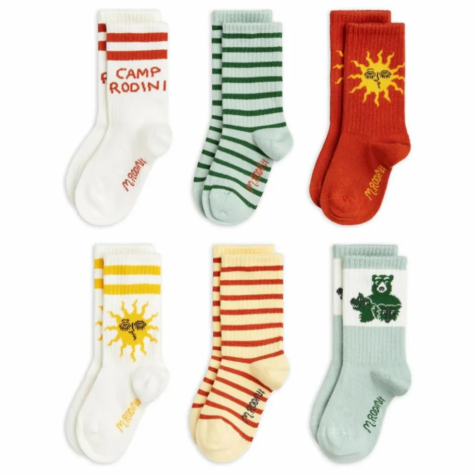 Mini Rodini Lot de 6 Paires de Chaussettes Camp Rodini Coton Bio ||Enfant Nuit, Sous-Vêtements|Nuit, Sous-Vêtements