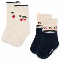 Konges Sløjd Lot de 2 Paires de Chaussettes Jacquard Cerises ||Enfant Nuit, Sous-Vêtements|Pyjamas, Sous-Vêtements