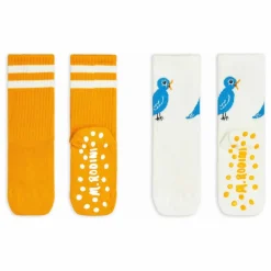 Outlet Mini Rodini Lot de 2 Paires de Chaussettes Oiseau Coton Bio | Ecru