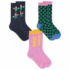 Outlet Bobo Choses Lot de 3 Paires de Chaussettes Happy Coton Bio | Rose