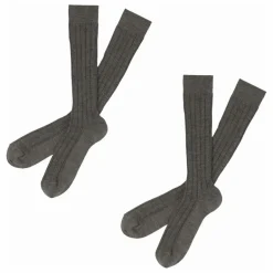 Sale FUB Lot de 2 Paires de Mi-Bas Côtelés Laine - Collection Femme | Gris chiné