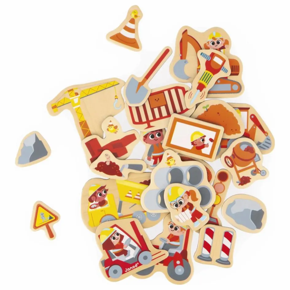 Clearance Janod Magnets - Engins de chantier - 24 pièces Multicolore