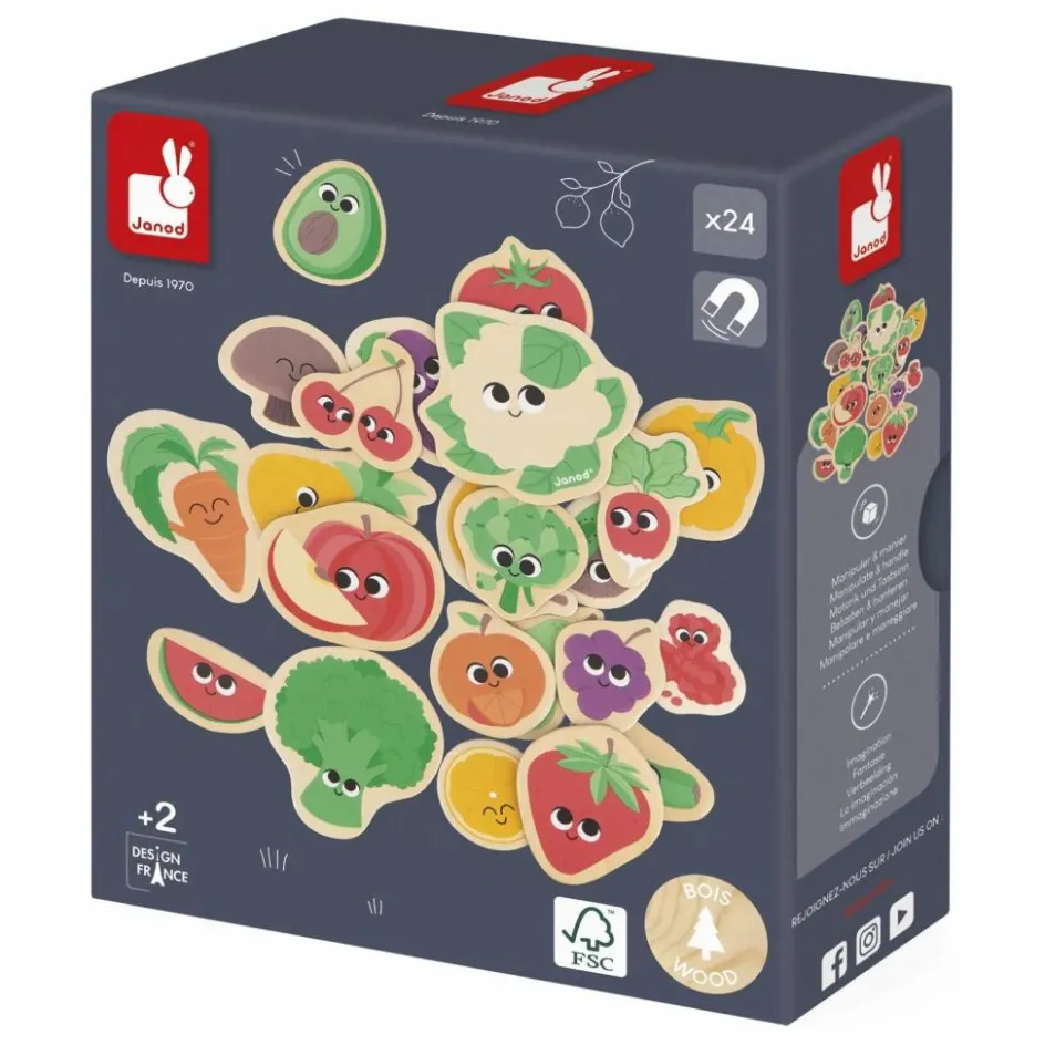 Janod Magnets - Fruits & Légumes - 24 pièces| Jeux Éducatifs