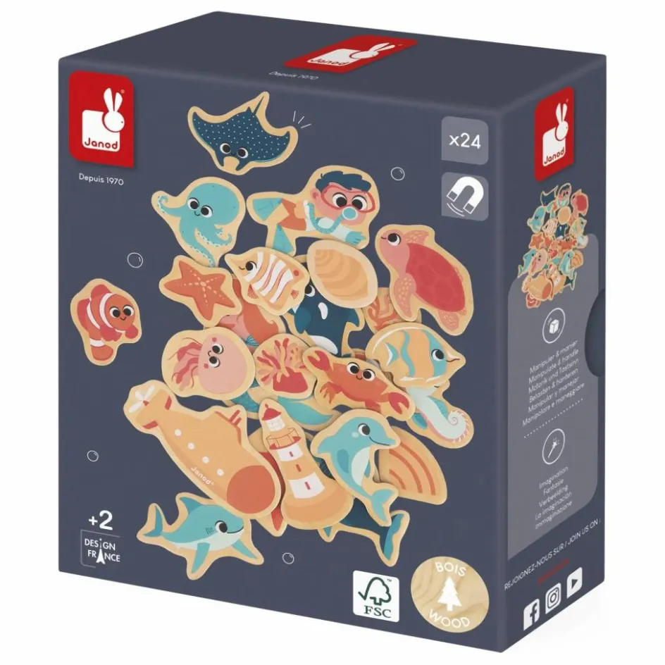 Janod Jeux Éducatifs*Magnets - Le monde marin - 24 pièces