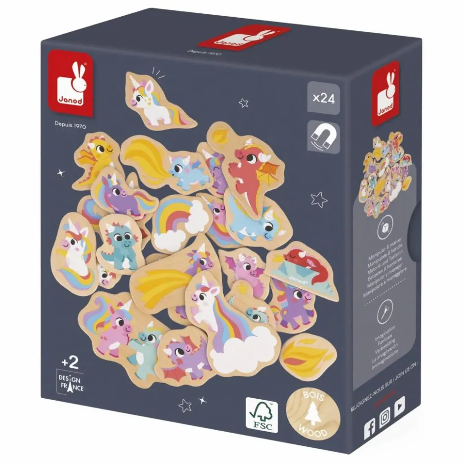 Janod Magnets - Licornes et Dragons - 24 pièces| Jeux Éducatifs