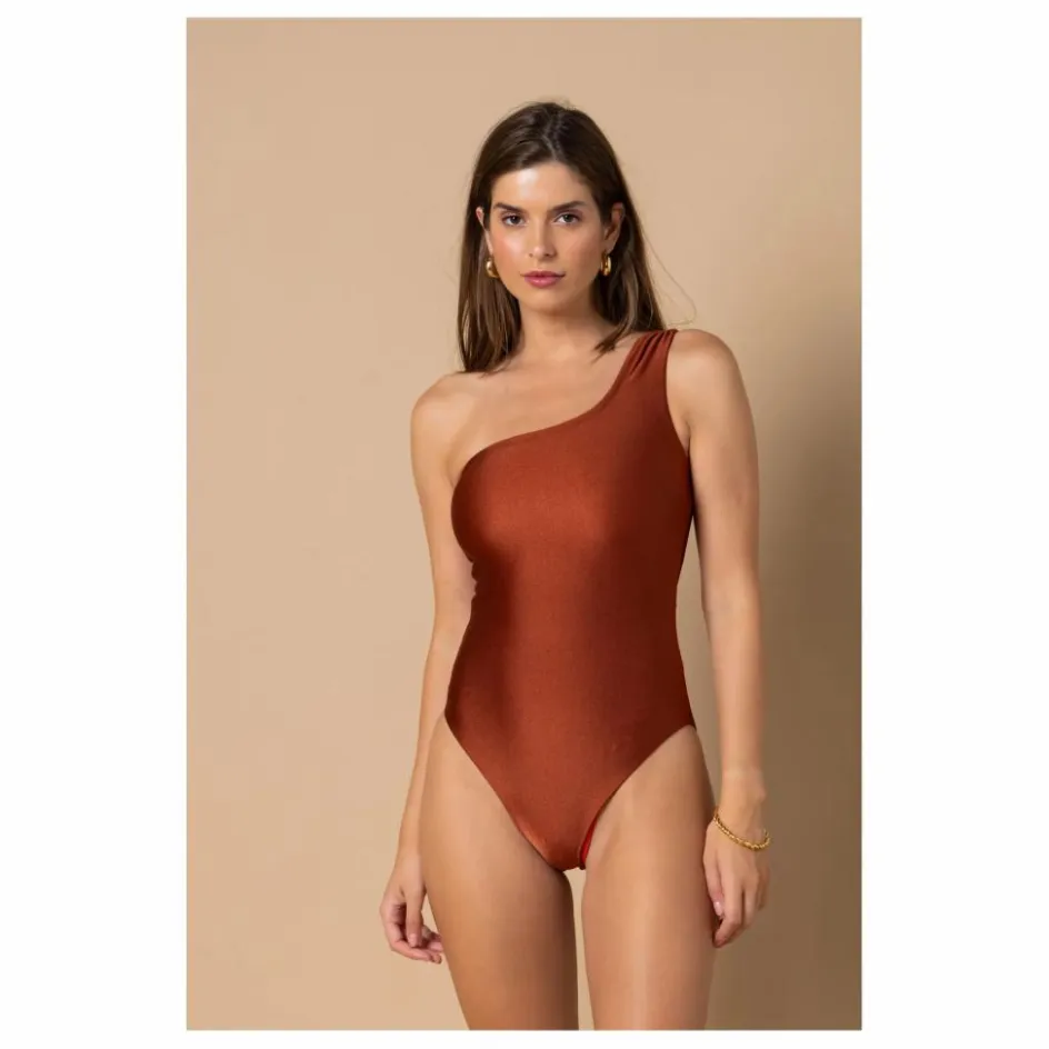 Discount Alma Deia Maillot 1 Pièce Asymétrique Ava | Terracotta
