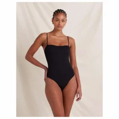 Outlet Peony Maillot 1 Pièce Essential Memoir Brodé Fibres Recyclées | Noir