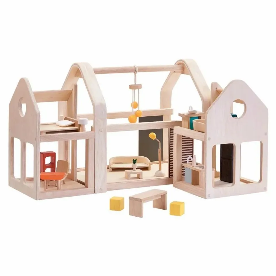 Plan Toys Maison 3 blocs modulables en bois Naturel