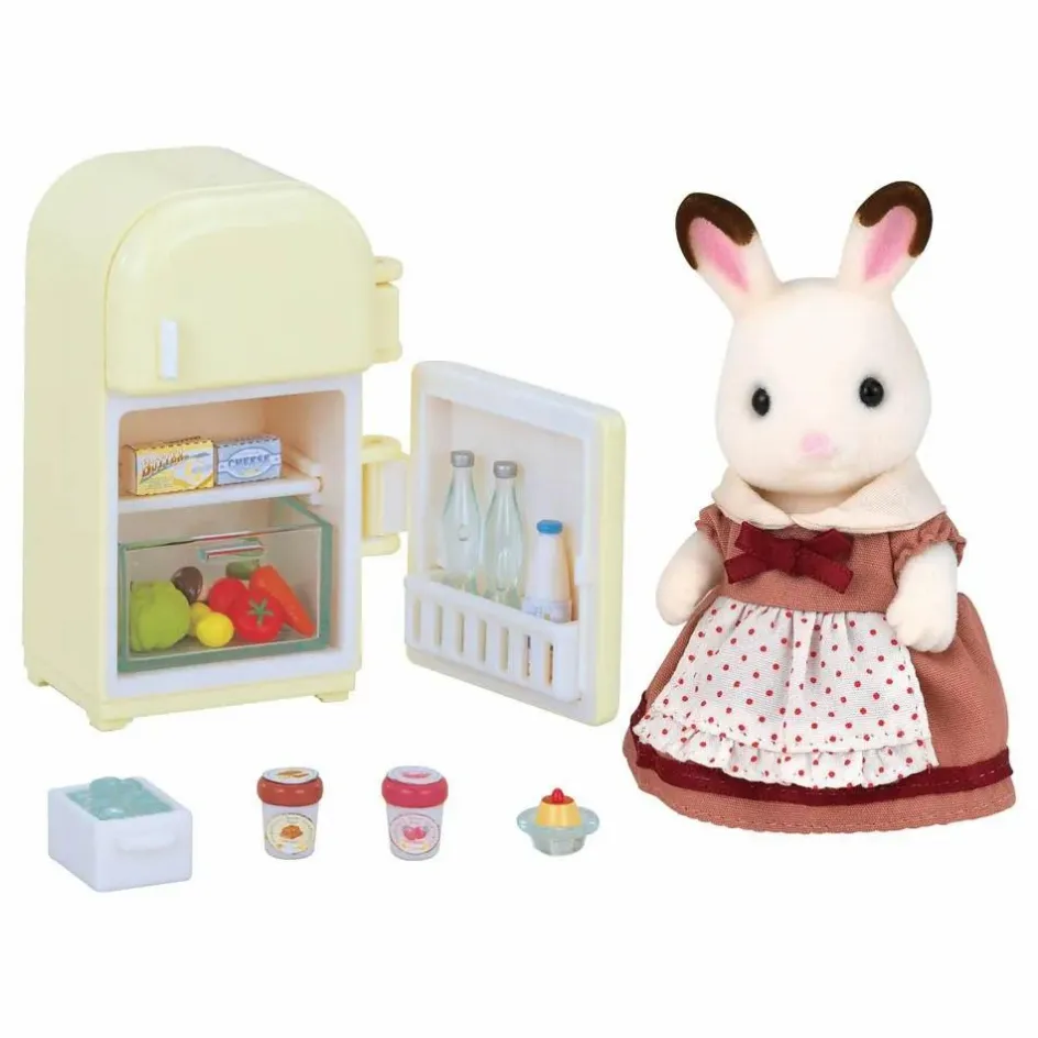 Sylvanian Families Maman Lapin Chocolat et Réfrigérateur| Maisons De Poupées