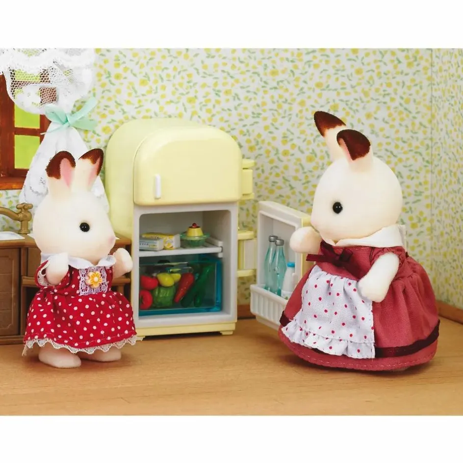 Sylvanian Families Maman Lapin Chocolat et Réfrigérateur| Maisons De Poupées