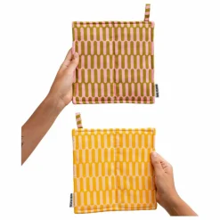 Sale Maniques carrées en coton bio French Fries - Set de 2 Linge De Table|Art De La Table