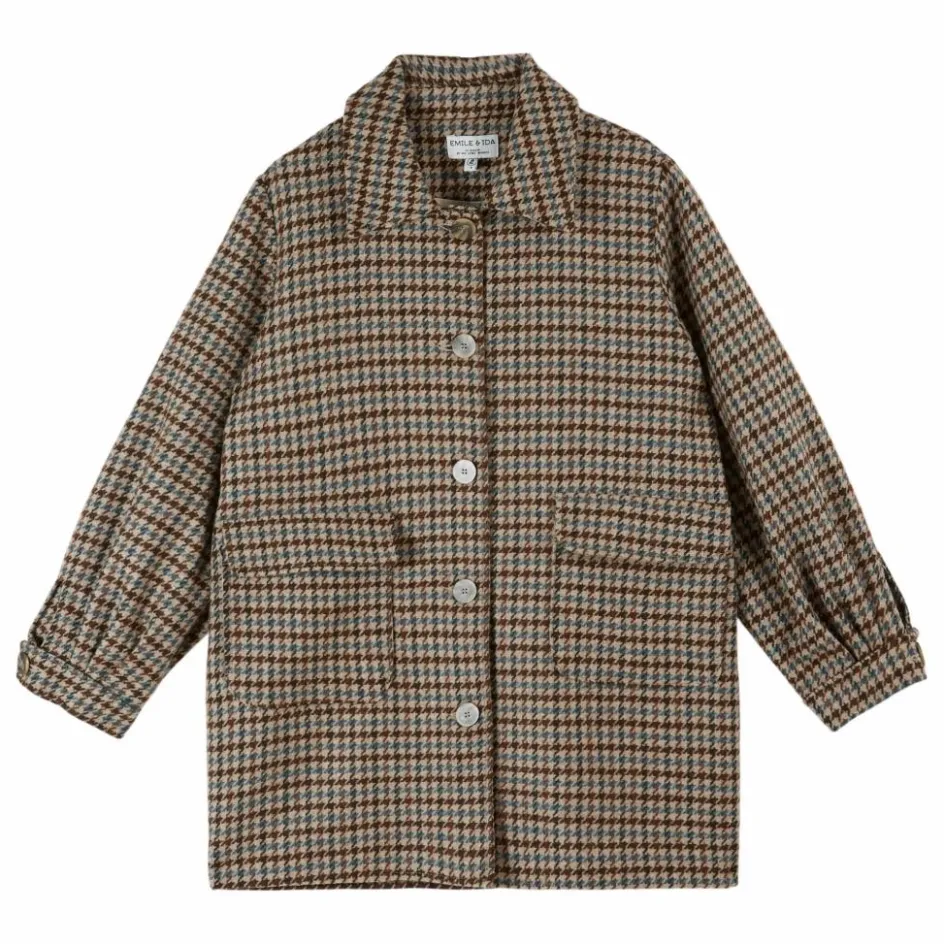 Femme Emile et Ida Manteaux, Parkas*Manteau Calvin Pied de Poule Laine |