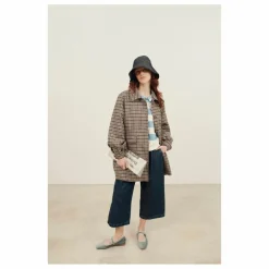 Femme Emile et Ida Manteaux, Parkas*Manteau Calvin Pied de Poule Laine |