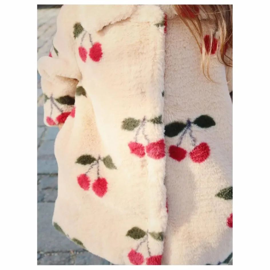 Enfant Konges Sløjd Manteaux, Blousons|Manteaux, Blousons, Pilotes*Manteau Façon Fourrure Fuzzie Cerises |