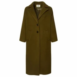 Clearance Alma Deia Manteau Long en Laine Recyclée | Vert kaki