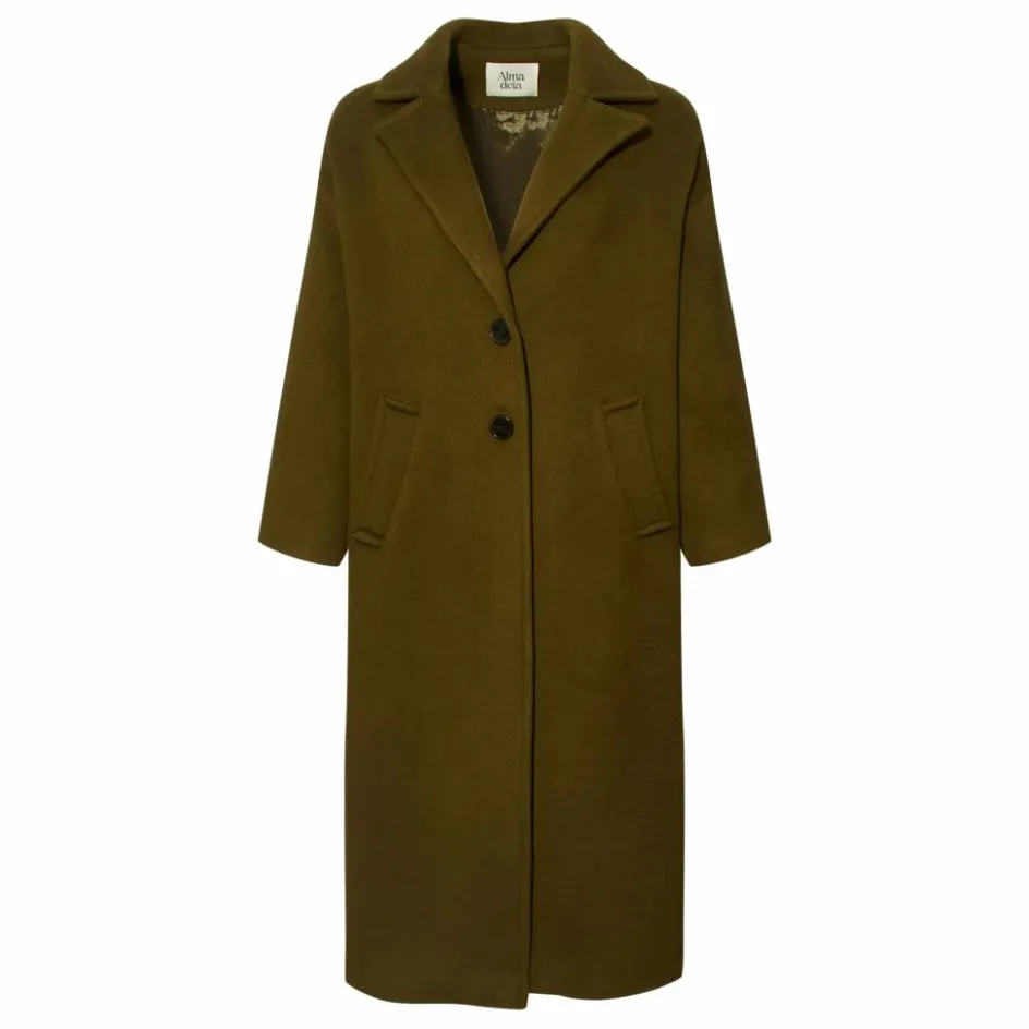 Clearance Alma Deia Manteau Long en Laine Recyclée | Vert kaki