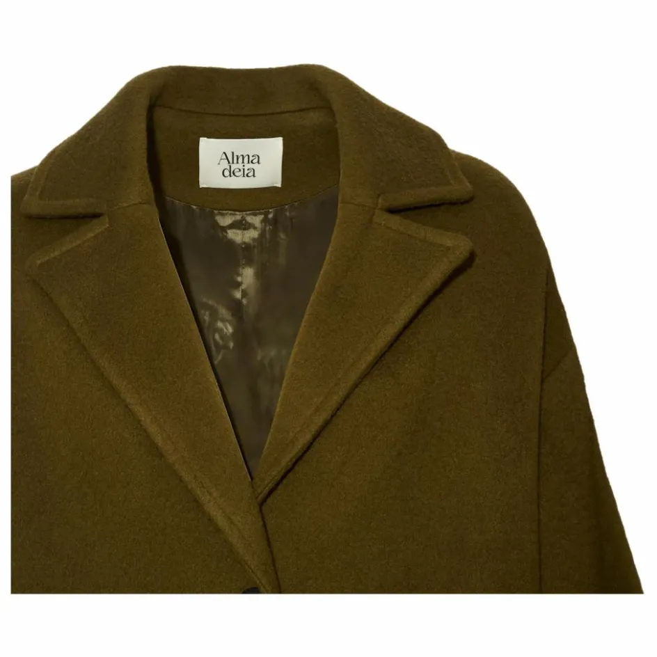 Clearance Alma Deia Manteau Long en Laine Recyclée | Vert kaki