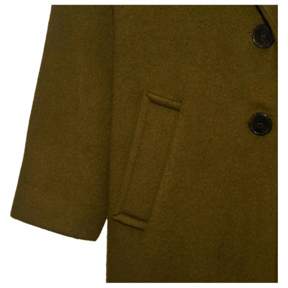 Clearance Alma Deia Manteau Long en Laine Recyclée | Vert kaki