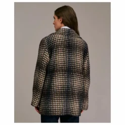 New Diega Manteau Maliro Pied de Coq Laine | Bleu marine
