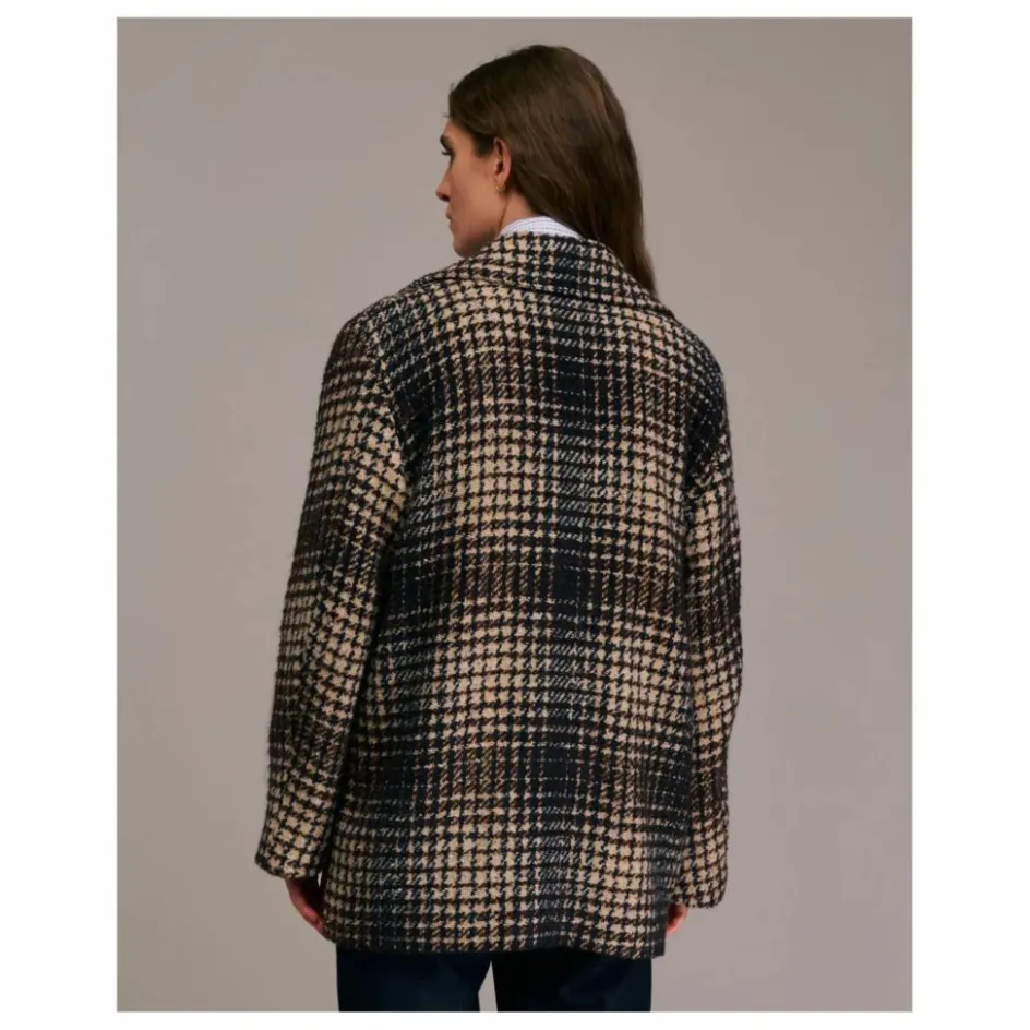 New Diega Manteau Maliro Pied de Coq Laine | Bleu marine