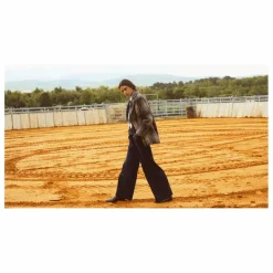 New Diega Manteau Maliro Pied de Coq Laine | Bleu marine