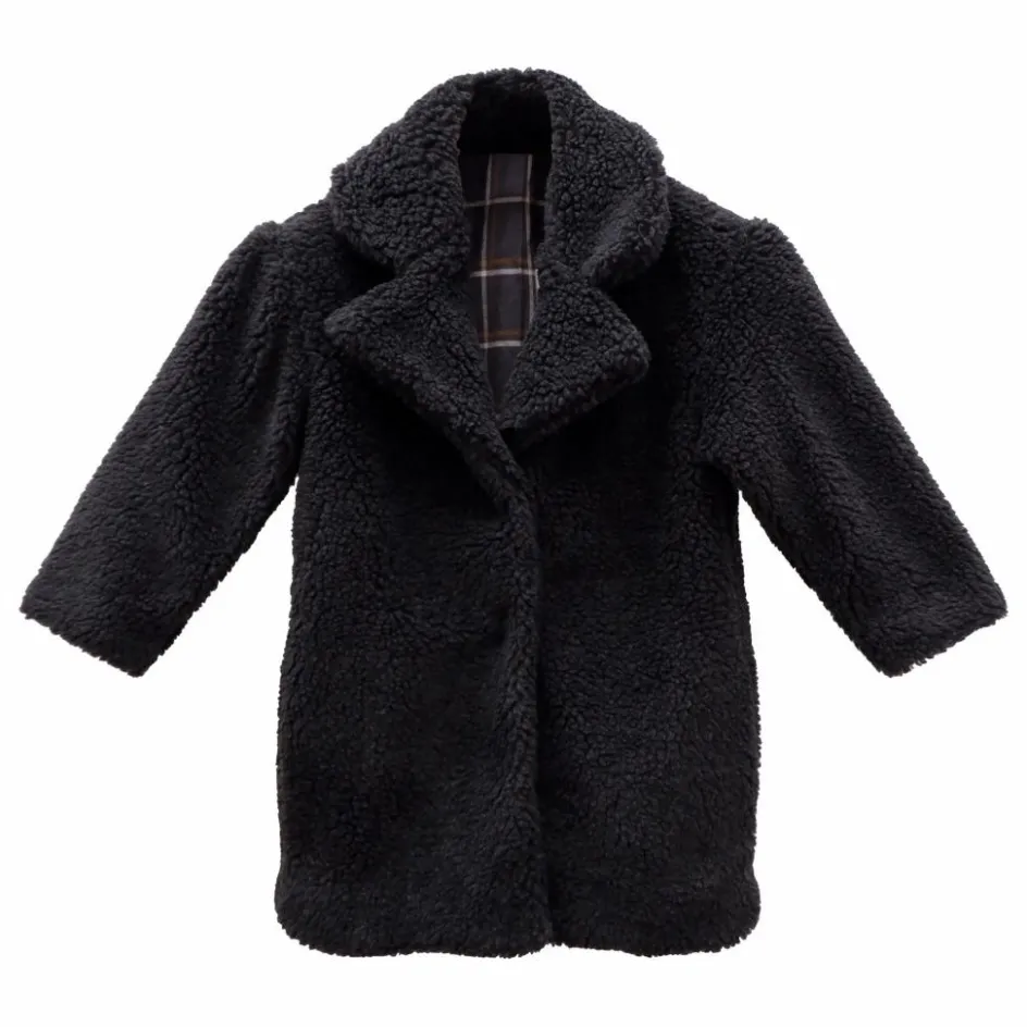 Outlet the new society Manteau Sherpa Coton Bio Freya | Gris anthracite