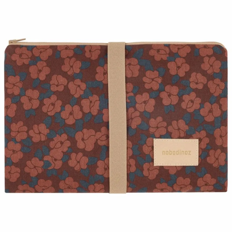 Sale Nobodinoz Matelas à langer de voyage Hyde Park Maroon Poppies | Brique